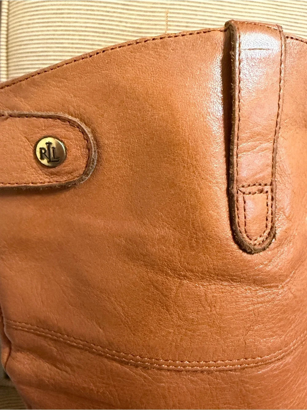 Lauren Ralph Lauren Jenessa Women's Leather Riding Boots, Deep Saddle Tan - Sz 9